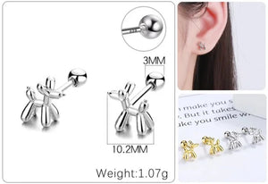 Balloon Poodle Love Silver Stud Earrings-Dog Themed Jewellery-Earrings, Jewellery, Poodle-10