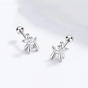 Balloon Poodle Love Silver Stud Earrings-Dog Themed Jewellery-Earrings, Jewellery, Poodle-13