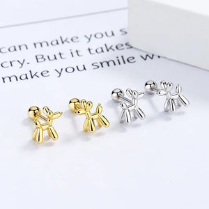 Balloon Poodle Love Silver Stud Earrings-Dog Themed Jewellery-Earrings, Jewellery, Poodle-9