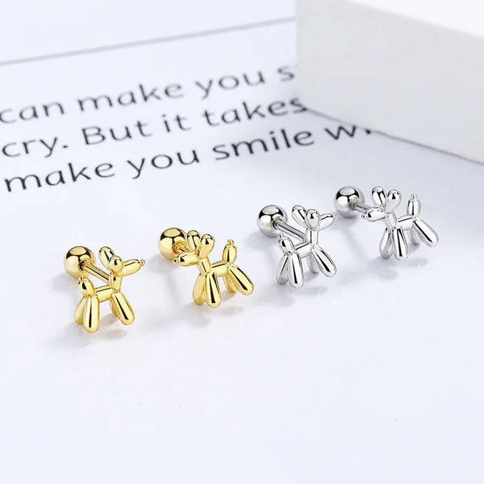 Balloon Poodle Love Silver Stud Earrings-Dog Themed Jewellery-Earrings, Jewellery, Poodle-5