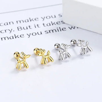 Balloon Poodle Love Silver Stud Earrings 5 360x