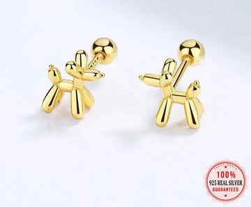 Balloon Poodle Love Silver Stud Earrings-Dog Themed Jewellery-Earrings, Jewellery, Poodle-1