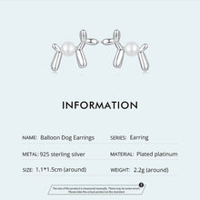 Load image into Gallery viewer, Balloon Poodle with Pearl Silver Stud Earrings-Dog Themed Jewellery-Earrings, Jewellery, Poodle-CQE1542-15