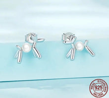 Load image into Gallery viewer, Balloon Poodle with Pearl Silver Stud Earrings-Dog Themed Jewellery-Earrings, Jewellery, Poodle-CQE1542-4