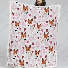 Load image into Gallery viewer, Basenji and Pink Hearts Love Soft Warm Fleece Blanket-Blanket-Basenji, Blankets, Home Decor-13