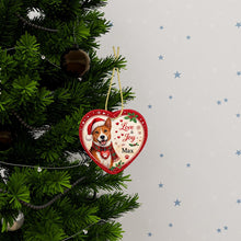 Load image into Gallery viewer, Basenji Christmas Ornament - Love &amp; Joy Heart Shaped Portrait - Personalize with Photo and Name-Christmas Ornament-Basenji,Christmas,Christmas Ornament,Personalize Artwork-3