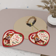 Load image into Gallery viewer, Basenji Christmas Ornament - Love &amp; Joy Heart Shaped Portrait - Personalize with Photo and Name-Christmas Ornament-Basenji,Christmas,Christmas Ornament,Personalize Artwork-6
