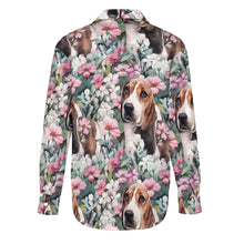 Load image into Gallery viewer, Beagle in a Blossoming Garden of Pink and Green Women&#39;s Shirt-4