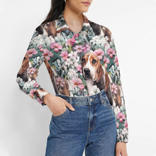 Load image into Gallery viewer, Beagle in a Blossoming Garden of Pink and Green Women&#39;s Shirt-5