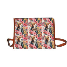 Load image into Gallery viewer, Basset Hound in Bloom Shoulder Bag Purse-Accessories-Accessories, Bags, Basset Hound, Purse-Black1-ONE SIZE-3