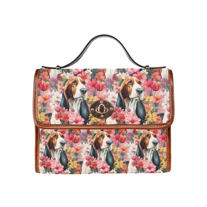Basset Hound in Bloom Satchel Bag Purse-Accessories-Accessories, Bags, Basset Hound, Purse-One Size-7