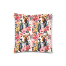 Load image into Gallery viewer, Basset Hound in Bloom Throw Pillow Cover-Cushion Cover-Basset Hound, Home Decor, Pillows-One Size-2