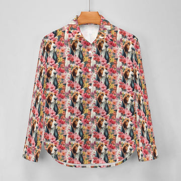 Basset Hound in Bloom Women's Shirt-5