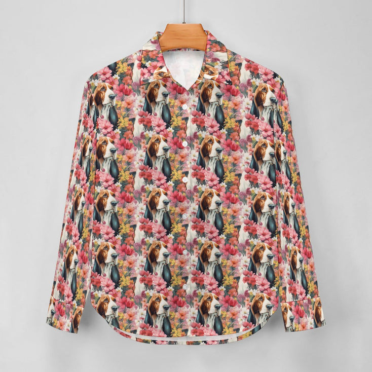 Basset Hound in Bloom Women's Shirt-5