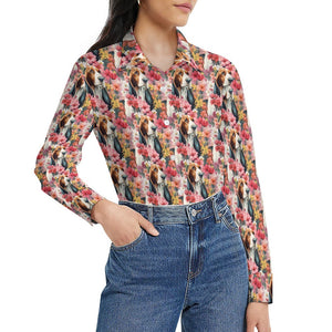 Basset Hound in Bloom Women's Shirt-2