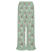 Load image into Gallery viewer, Basset Hound Pajama Pants for Women - Ruffle Hem Design - Watercolor Symphony Basset Hounds-Pajamas-Apparel,Basset Hound,Dog Mom Gifts,Pajamas-10