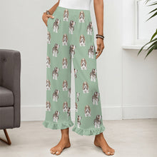 Load image into Gallery viewer, Basset Hound Pajama Pants for Women - Ruffle Hem Design - Watercolor Symphony Basset Hounds-Pajamas-Apparel,Basset Hound,Dog Mom Gifts,Pajamas-11
