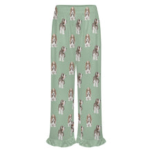 Load image into Gallery viewer, Basset Hound Pajama Pants for Women - Ruffle Hem Design - Watercolor Symphony Basset Hounds-Pajamas-Apparel,Basset Hound,Dog Mom Gifts,Pajamas-12