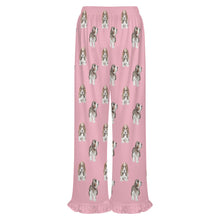 Load image into Gallery viewer, Basset Hound Pajama Pants for Women - Ruffle Hem Design - Watercolor Symphony Basset Hounds-Pajamas-Apparel,Basset Hound,Dog Mom Gifts,Pajamas-15