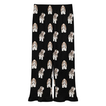 Load image into Gallery viewer, Basset Hound Pajama Pants for Women - Ruffle Hem Design - Watercolor Symphony Basset Hounds-Pajamas-Apparel,Basset Hound,Dog Mom Gifts,Pajamas-19