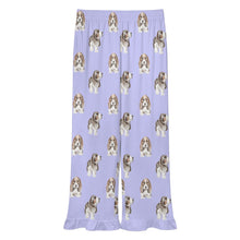 Load image into Gallery viewer, Basset Hound Pajama Pants for Women - Ruffle Hem Design - Watercolor Symphony Basset Hounds-Pajamas-Apparel,Basset Hound,Dog Mom Gifts,Pajamas-4