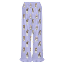 Load image into Gallery viewer, Basset Hound Pajama Pants for Women - Ruffle Hem Design - Watercolor Symphony Basset Hounds-Pajamas-Apparel,Basset Hound,Dog Mom Gifts,Pajamas-5