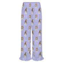 Load image into Gallery viewer, Basset Hound Pajama Pants for Women - Ruffle Hem Design - Watercolor Symphony Basset Hounds-Pajamas-Apparel,Basset Hound,Dog Mom Gifts,Pajamas-7