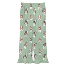 Load image into Gallery viewer, Basset Hound Pajama Pants for Women - Ruffle Hem Design - Watercolor Symphony Basset Hounds-Pajamas-Apparel,Basset Hound,Dog Mom Gifts,Pajamas-9