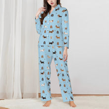Load image into Gallery viewer, Basset Hound Pajamas for Women - XL Available - Basset Hound of Every Color-Pajamas-Apparel,Basset Hound,Dog Mom Gifts,Pajamas-Blue-XS-2