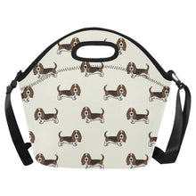 Load image into Gallery viewer, Basset Hound Parade Neoprene Lunch Bag-Ivory-ONESIZE-1