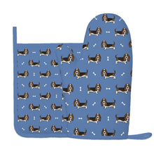 Load image into Gallery viewer, Basset Hound Parade Oven Mitts and Pot Holders Set-Kitchen Decor-Basset Hound-9