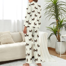 Load image into Gallery viewer, Basset Hound Parade Pajamas Set for Women-Ivory White-XS-1