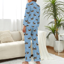 Load image into Gallery viewer, Basset Hound Parade Pajamas Set for Women-Sky Blue-XS-10
