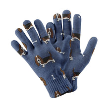 Load image into Gallery viewer, Basset Hound Parade Touch Screen Gloves-Accessories-Accessories,Dog Dad Gifts,Dog Mom Gifts,Gloves-Navy-3