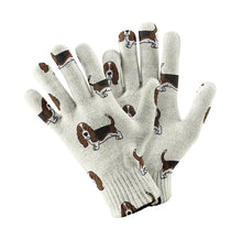 Load image into Gallery viewer, Basset Hound Parade Touch Screen Gloves-Accessories-Accessories,Dog Dad Gifts,Dog Mom Gifts,Gloves-White-1