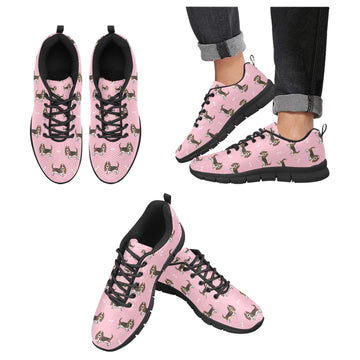 Basset Hound Parade Women's Breathable Sneakers-Pink-US13-12