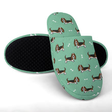 Load image into Gallery viewer, Basset Hound Slippers for Women - Basset Hound Parade - Flannel-Accessories,Basset Hound,Dog Mom Gifts,Slippers-21