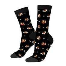 Load image into Gallery viewer, Basset Hound Socks - Playful Basset Hound Love-Wear Accessories-Black-3 Black-One Size-1