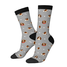 Load image into Gallery viewer, Basset Hound Socks - Playful Basset Hound Love-Wear Accessories-Gray-3 Black-One Size-41