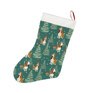 Basset Hounds Christmas Bounds Christmas Stocking-Christmas Ornament-Basset Hound, Christmas, Home Decor-26X42CM-White1-1