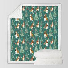 Load image into Gallery viewer, Basset Hounds Christmas Bounds Soft Warm Fleece Blanket-Blanket-Basset Hound, Blankets, Christmas, Dog Dad Gifts, Dog Mom Gifts, Home Decor-10