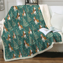 Load image into Gallery viewer, Basset Hounds Christmas Bounds Soft Warm Fleece Blanket-Blanket-Basset Hound, Blankets, Christmas, Dog Dad Gifts, Dog Mom Gifts, Home Decor-12