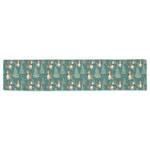 Basset Hounds Christmas Bounds Table Runner-Home Decor-Basset Hound, Christmas, Home Decor-2