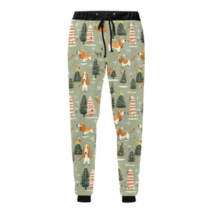 Basset Hounds Christmas Holiday Unisex Sweatpants-Apparel-Apparel, Basset Hound, Christmas, Dog Dad Gifts, Dog Mom Gifts, Pajamas-4