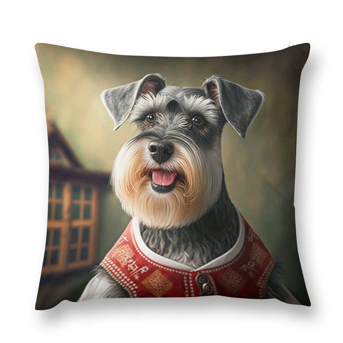 Bavarian Bliss Schnauzer Plush Pillow Case-Cushion Cover-Dog Dad Gifts, Dog Mom Gifts, Home Decor, Pillows, Schnauzer-3