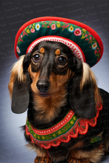 Bavarian Soiree Black Tan Dachshund Wall Art Poster 360x