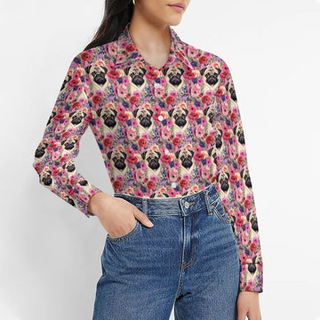 Botanical Beauty Pug Women's Shirt - 2 Designs-Apparel-Apparel, Pug, Shirt-2