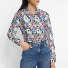 Load image into Gallery viewer, Watercolor Flower Garden Husky Women&#39;s Shirt - 2 Designs-Apparel-Apparel, Shirt, Siberian Husky-Zoom In - Bigger Flowers-S-1
