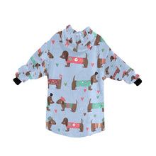 Load image into Gallery viewer, Hand Drawn Chocolate Dachshunds in Love Blanket Hoodie for Women - 5 Colors-Apparel-Apparel, Blankets, Dachshund-16