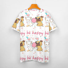 Load image into Gallery viewer, Be Happy Pug Love All Over Print Women&#39;s Cotton T-Shirt - 4 Colors-Apparel-Apparel, Pug, Shirt, T Shirt-2